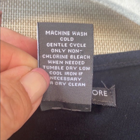 Chelsea & Theodore Fringed Black Little Black Short Sleeve T-Shirt Dress - Picture 7 of 8